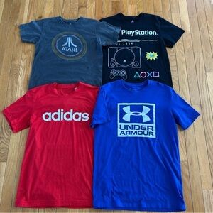 4 Adidas Under Armour PlayStation Atari T-Shirts Men’s Size Small Logo Graphic